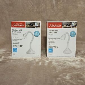 (2) Sunbeam White Flexible LED Desk Lamps